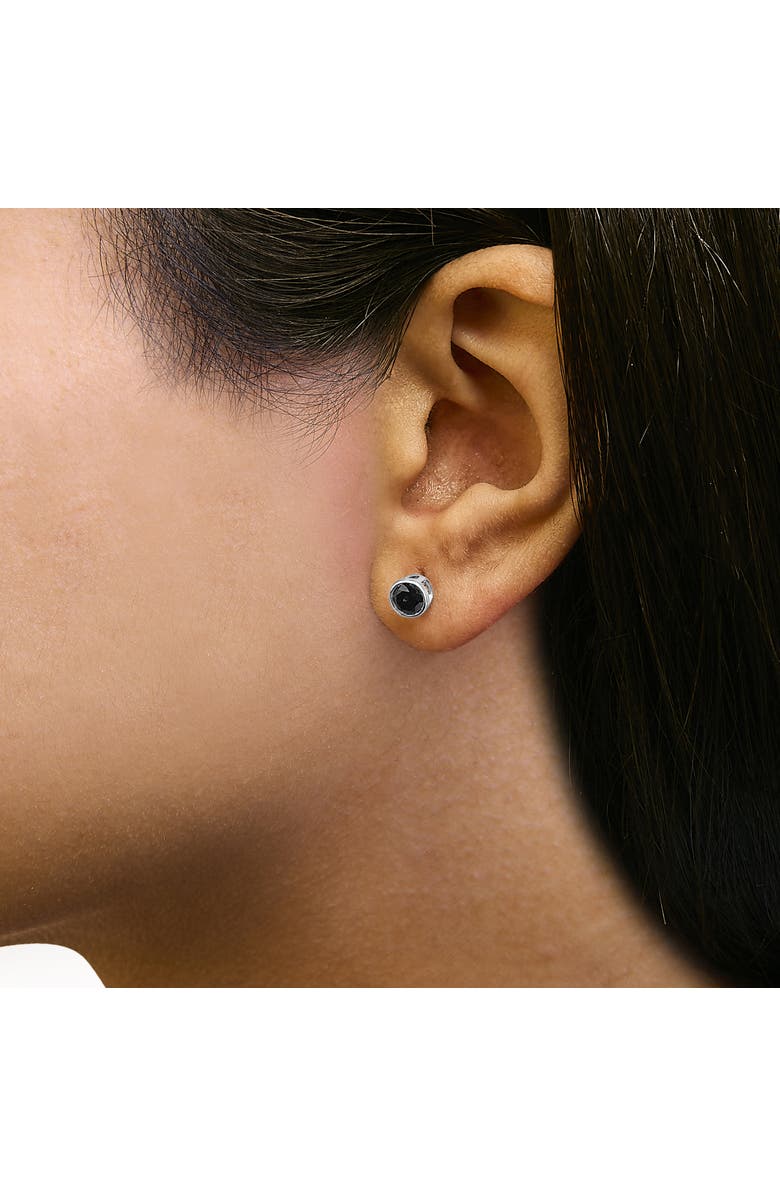 Haus of Brilliance Silver 3/4 Ct Black Diamond Bezel- Stud Earrings with Screw Backs, Alternate, color, White