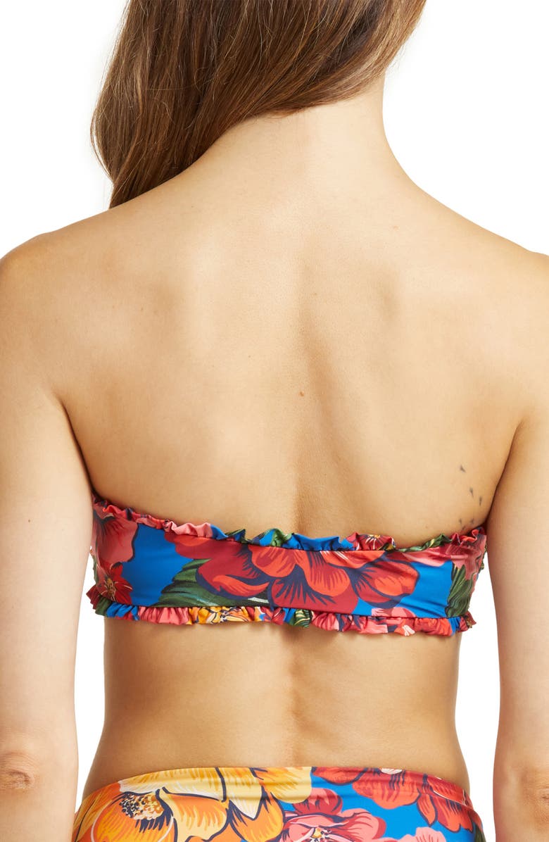 FARM Rio Blue Winter Chita Strapless Bikini Top, Alternate, color, 