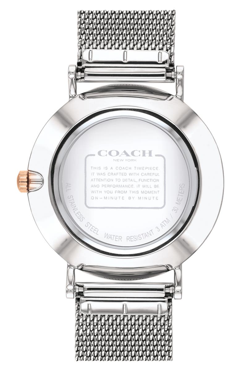 COACH Perry Mesh Strap Watch, 36mm, Alternate, color, Silver