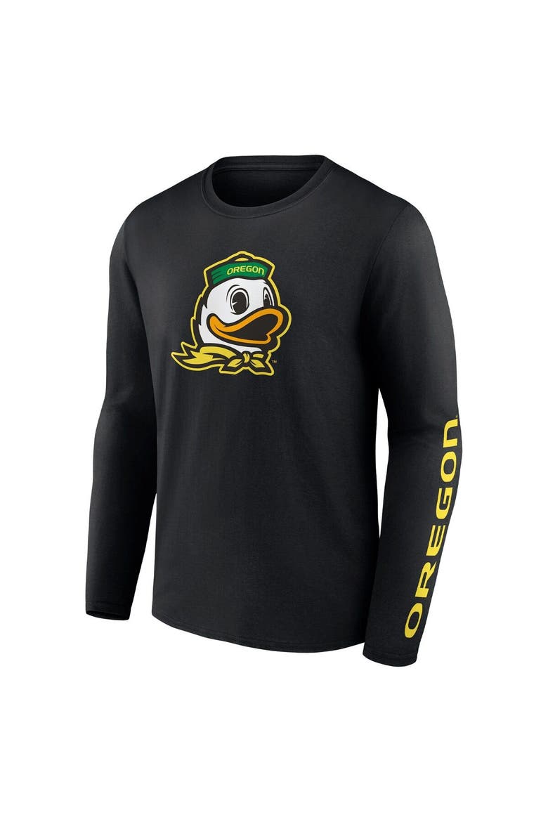 Men's Fanatics Branded Black Oregon Ducks Double Time 2-Hit Long Sleeve T-Shirt, Alternate, color, Black