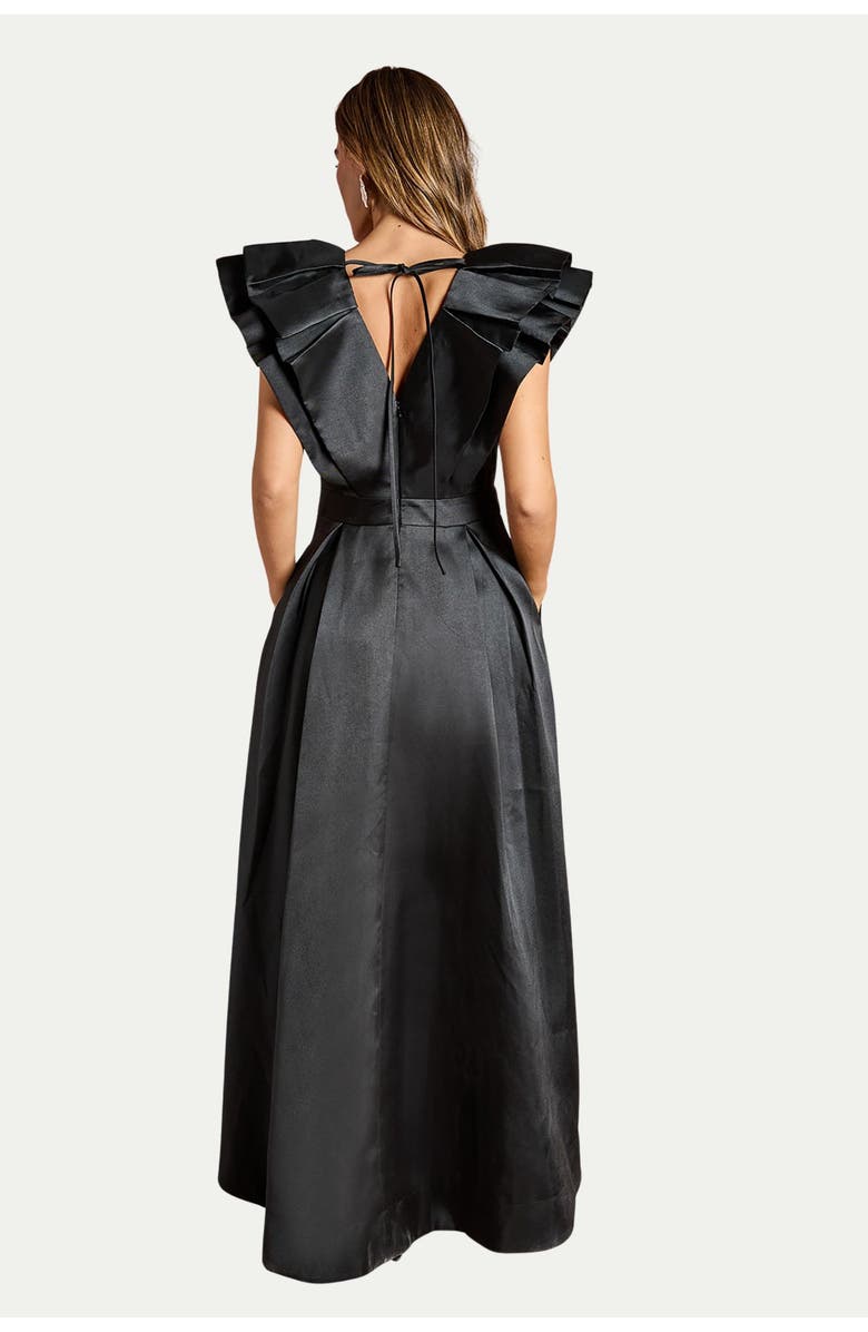 Coast Frill Sleeve V-Neck Midi Dress, Alternate, color, Black