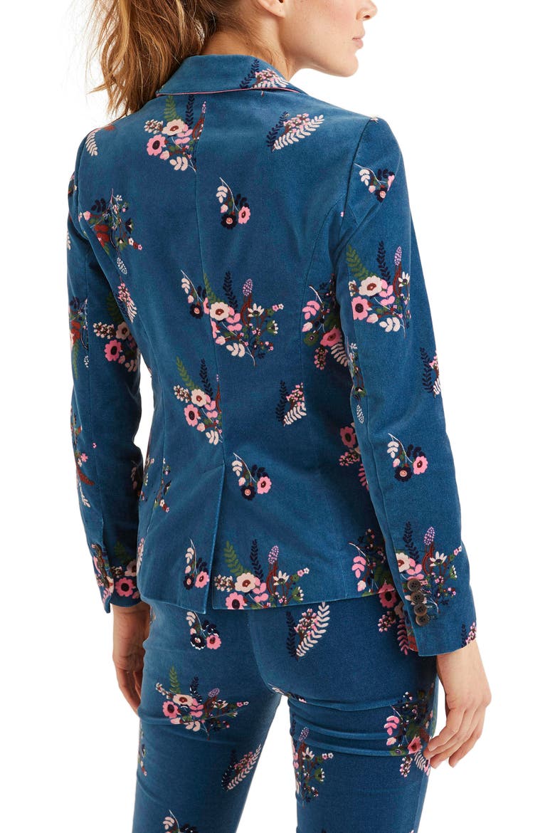 Sackville West Floral Velvet Blazer, Alternate, color, BALTIC COUNTRY POSY