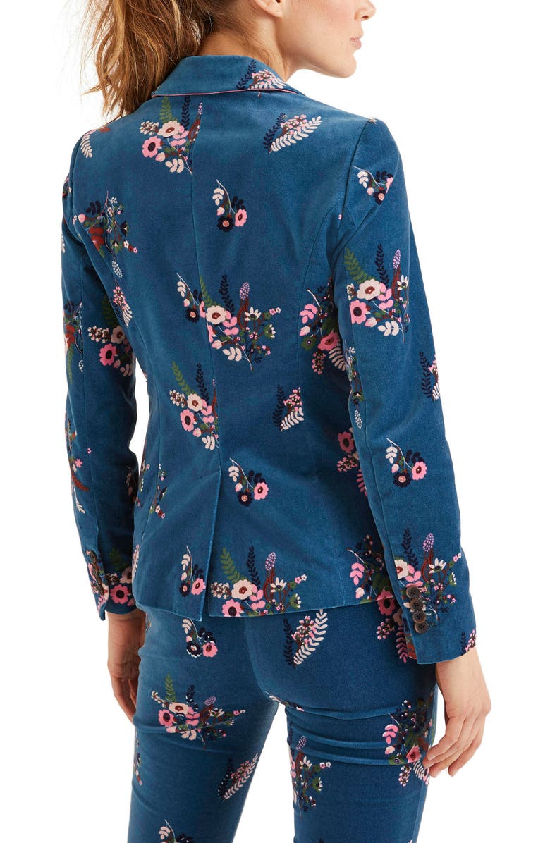 Boden Sackville West Floral Velvet Blazer, Alternate, color,