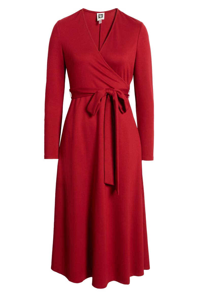 Serenity Long Sleeve Faux Wrap Dress, Alternate, color, TITIAN RED