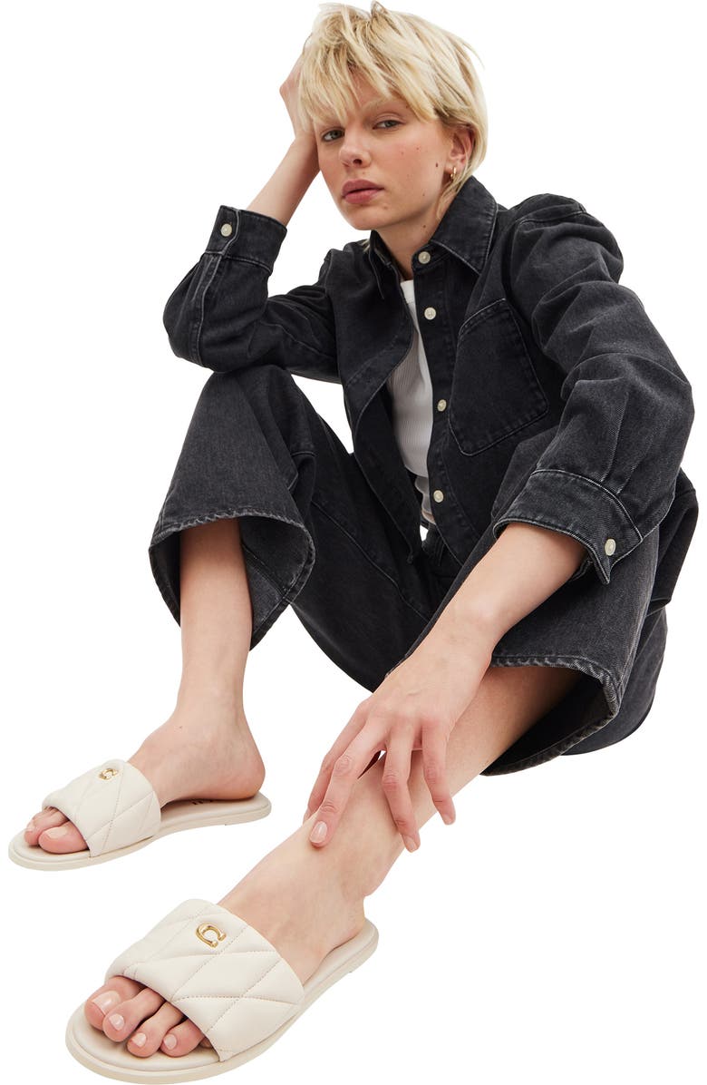 COACH Holly Quilted Slide Sandal, Alternate, color, Chalk