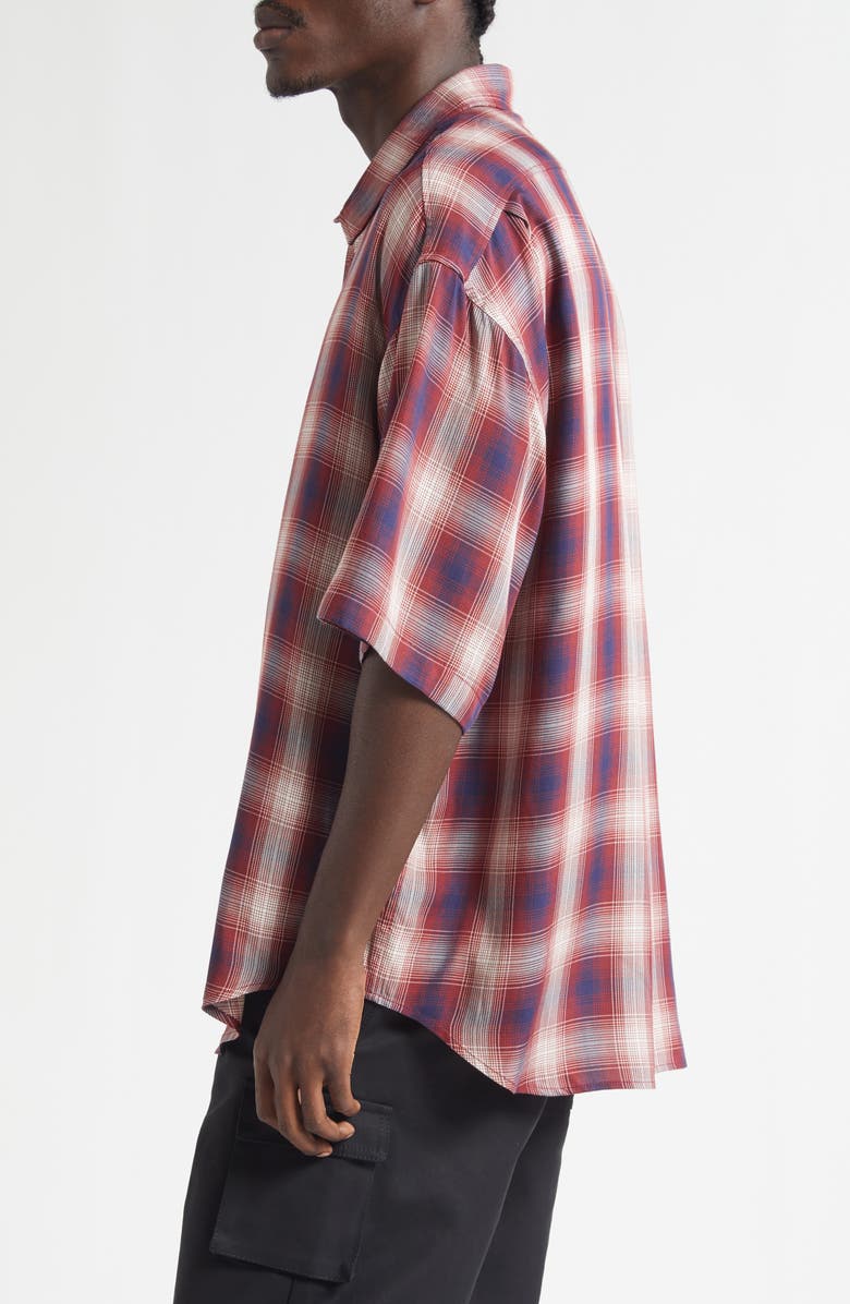 Acne Studios Oversize Plaid Button-Up Shirt, Alternate, color, Red/ Blue