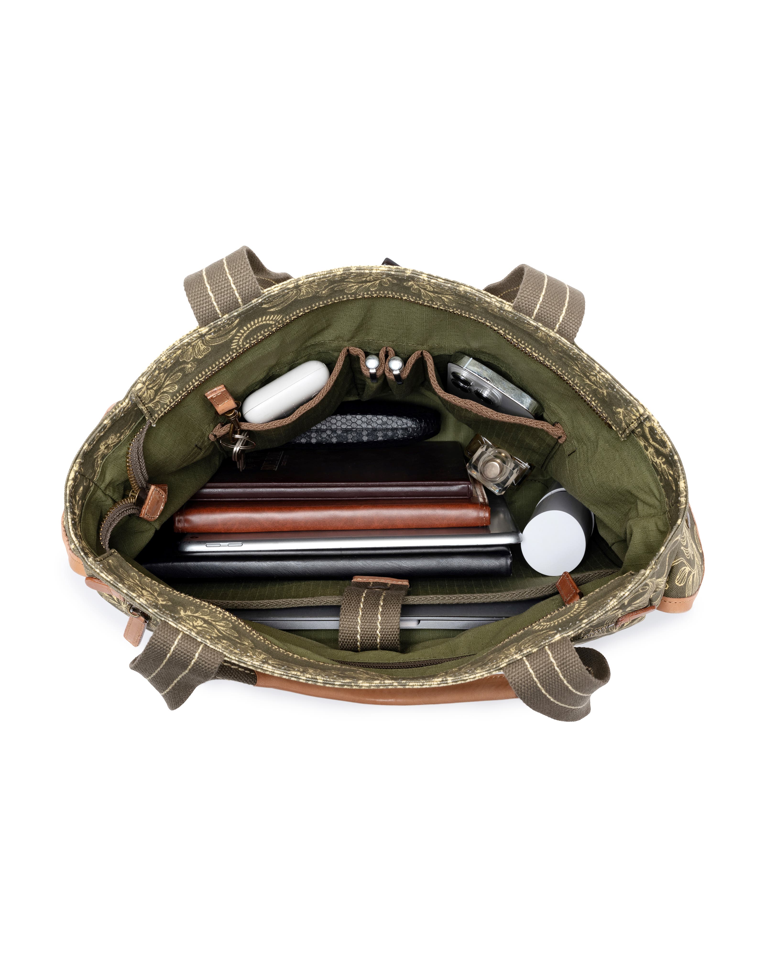 TSD Brand Valley and Sky Spacious Adventure Tote, Alternate, color, Olive Cream