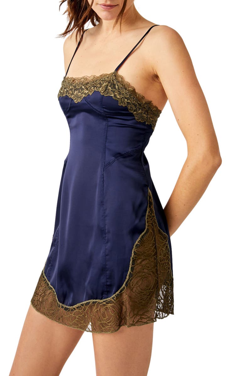 Free People Aries Rising Lace Mini Slip, Alternate, color,