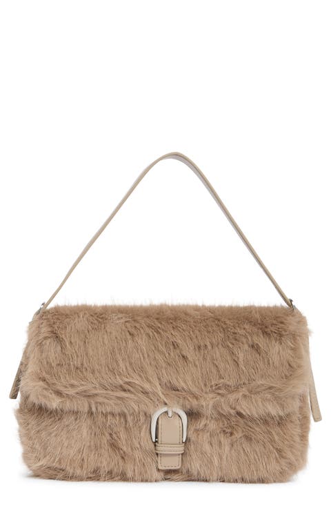 Faux Fur Buckle Shoulder Bag
