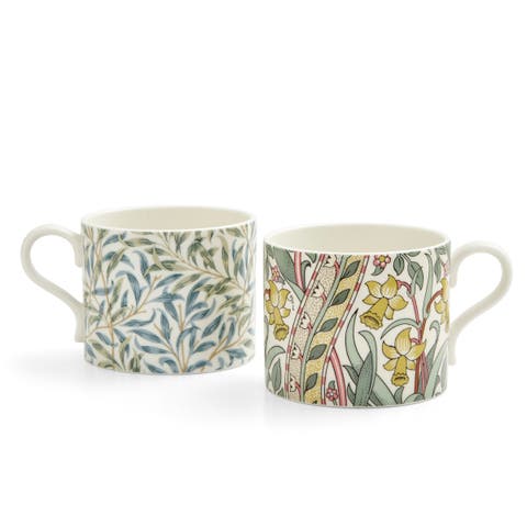 Morris & Co Set of 2 Porcelain Mugs, 12 oz