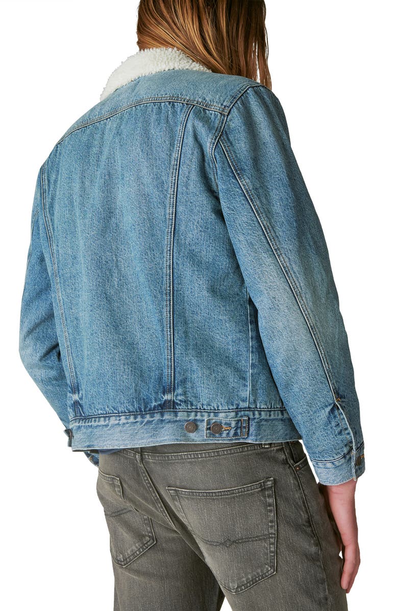 Lucky Brand Faux Shearling & Denim Trucker Jacket, Alternate, color,