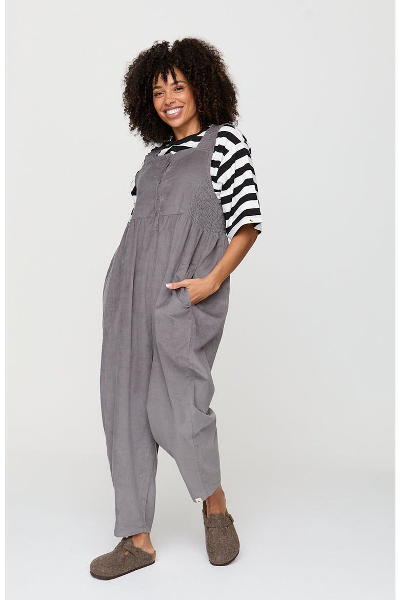 Smocking Strap Jumpsuit, Alternate, color, Grey