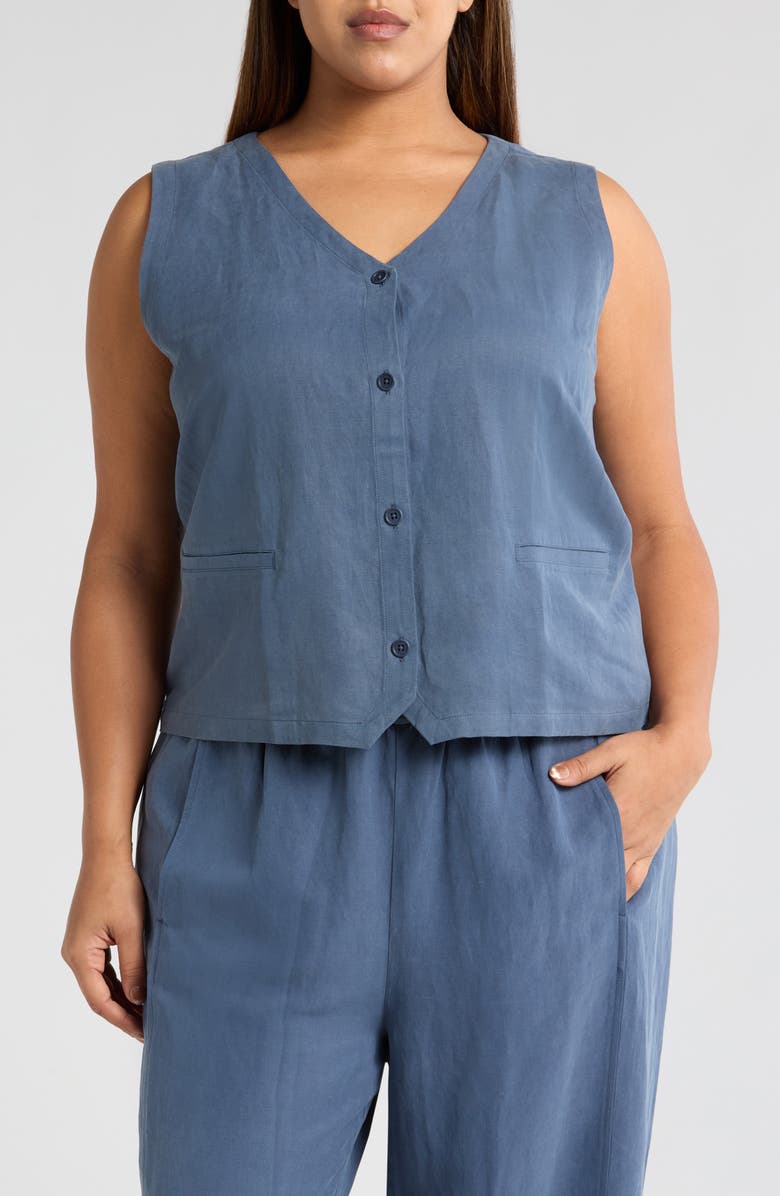 Eileen Fisher Linen & Silk Vest, Main, color, 