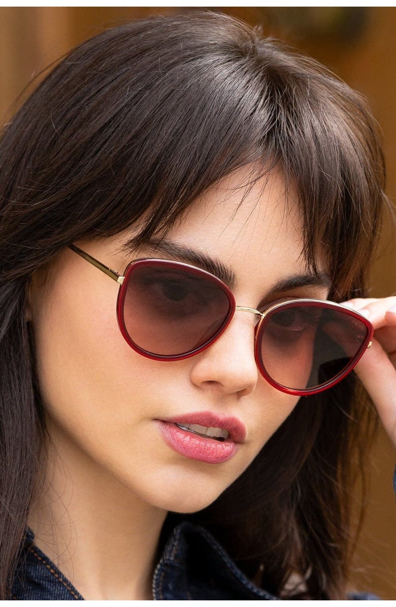 FREYRS Eyewear Luna Cat Eye Sunglasses, Alternate, color, Dark Cherry