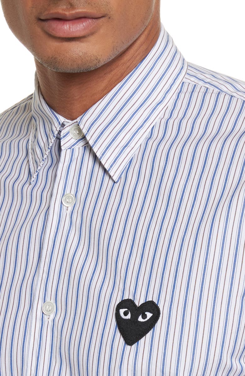 Comme des Garçons PLAY Black Heart Stripe Oxford Shirt, Alternate, color, 