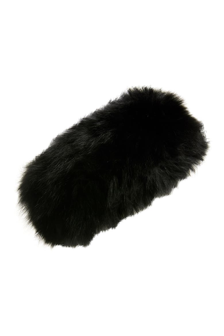Genuine Fox Fur Headband, Main, color, BLACK