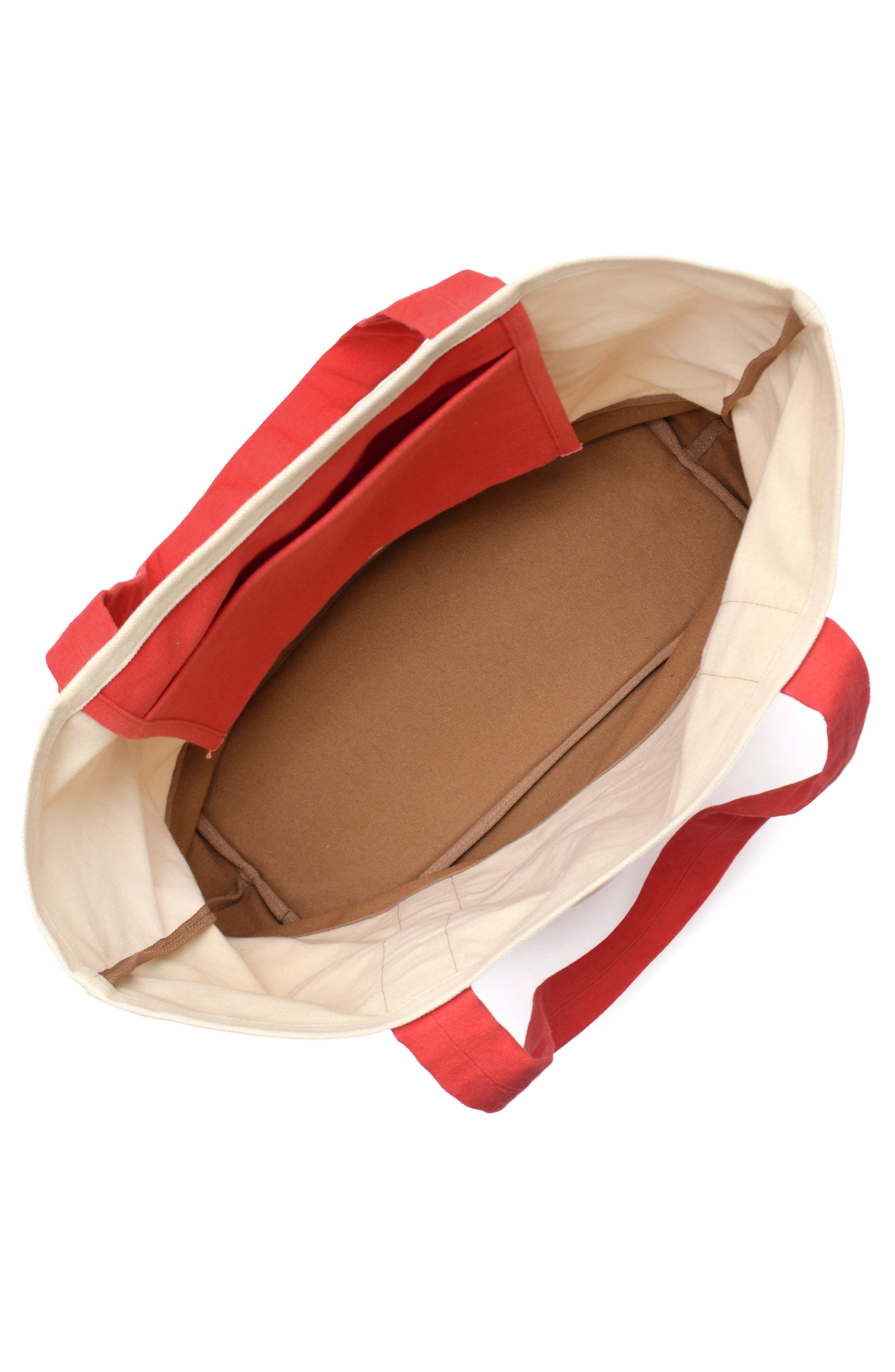 Kylee Colorblock Canvas Tote, Alternate, color, NATURAL/ CHILI