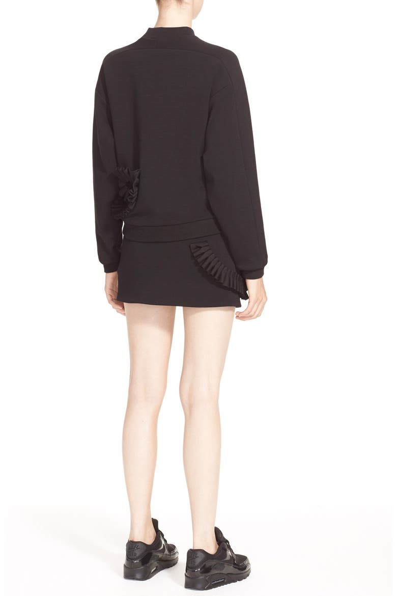 Pleat Detail Wool Blend Jersey Skirt, Alternate, color, BLACK