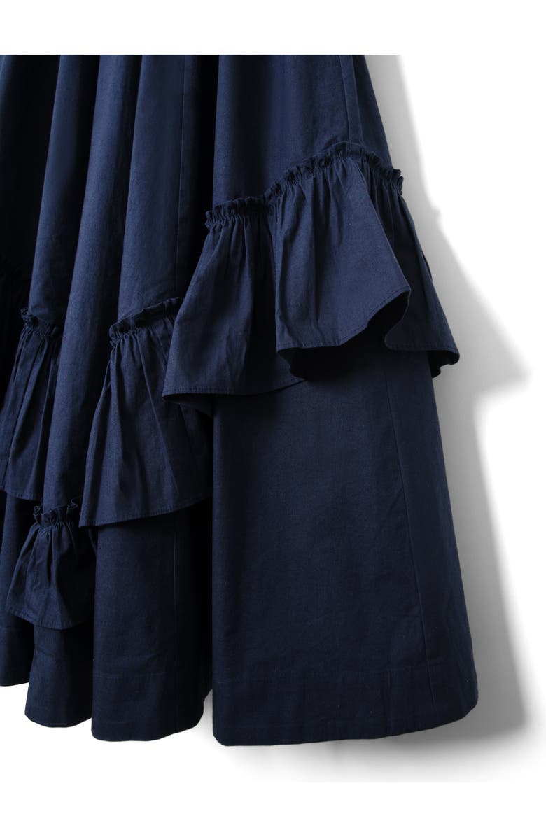 Damson Madder Juno Ruffle Midi Dress & Sheer Scarf, Alternate, color, Navy