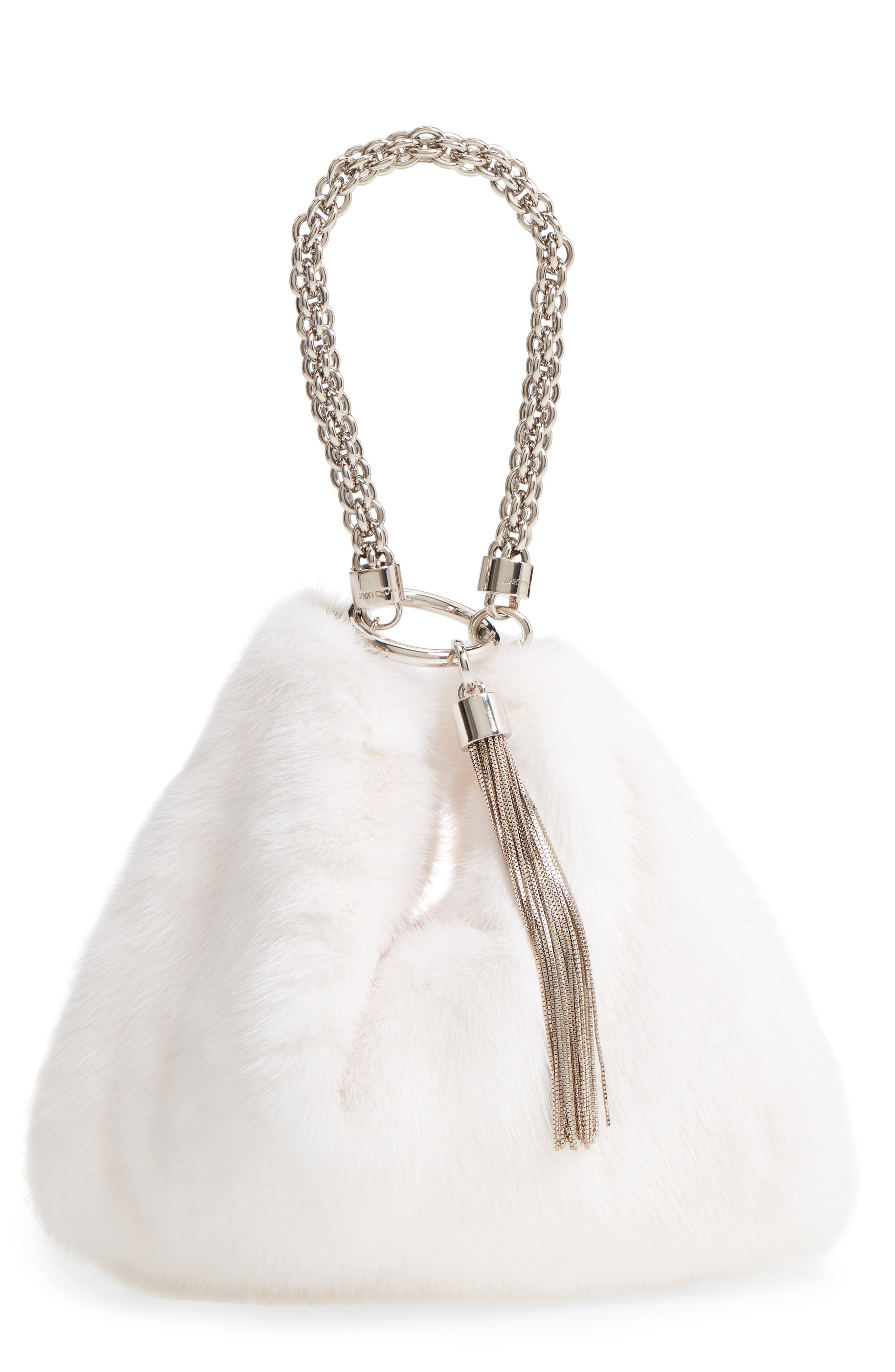 Jimmy Choo Callie Genuine Mink Fur Clutch, Main, color, 