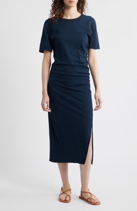 Cole Ruched Cotton T-Shirt Dress