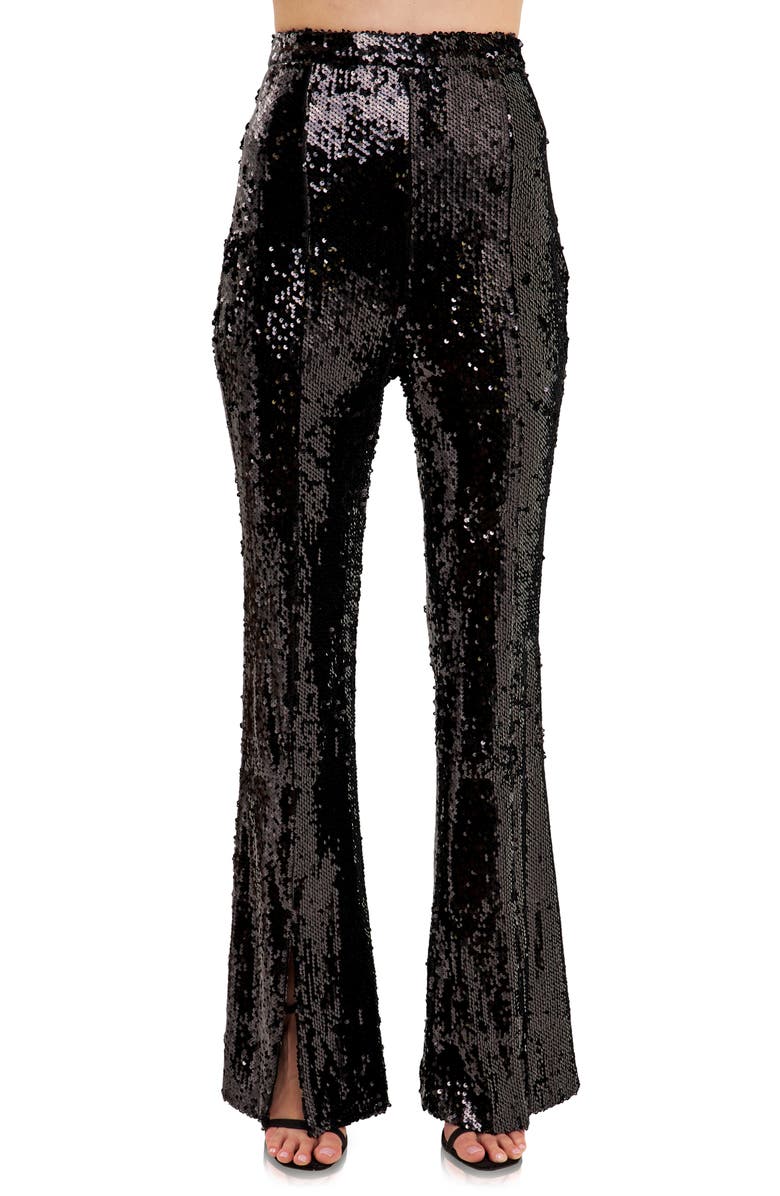 Endless Rose Sequin Slit Leg Flare Pants, Alternate, color, 