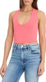 Good American Super Stretch Crop Halter Tank