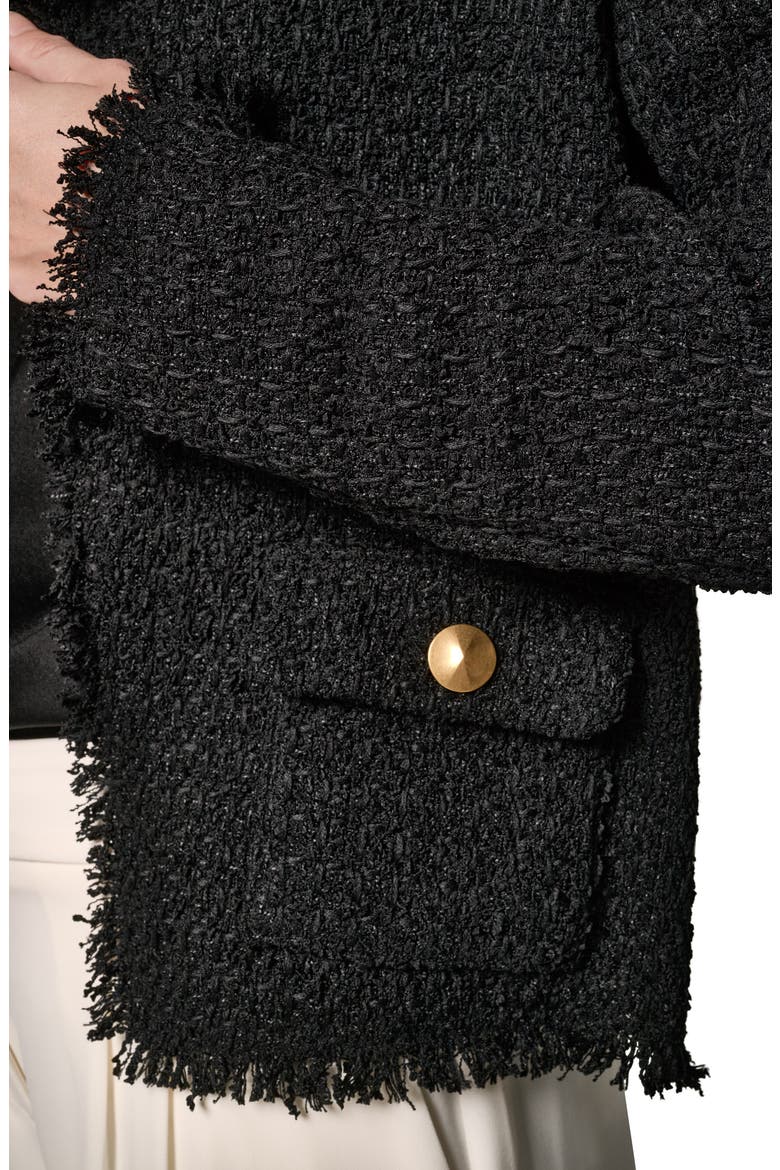 Open Front Tweed Jacket, Alternate, color, BLACK