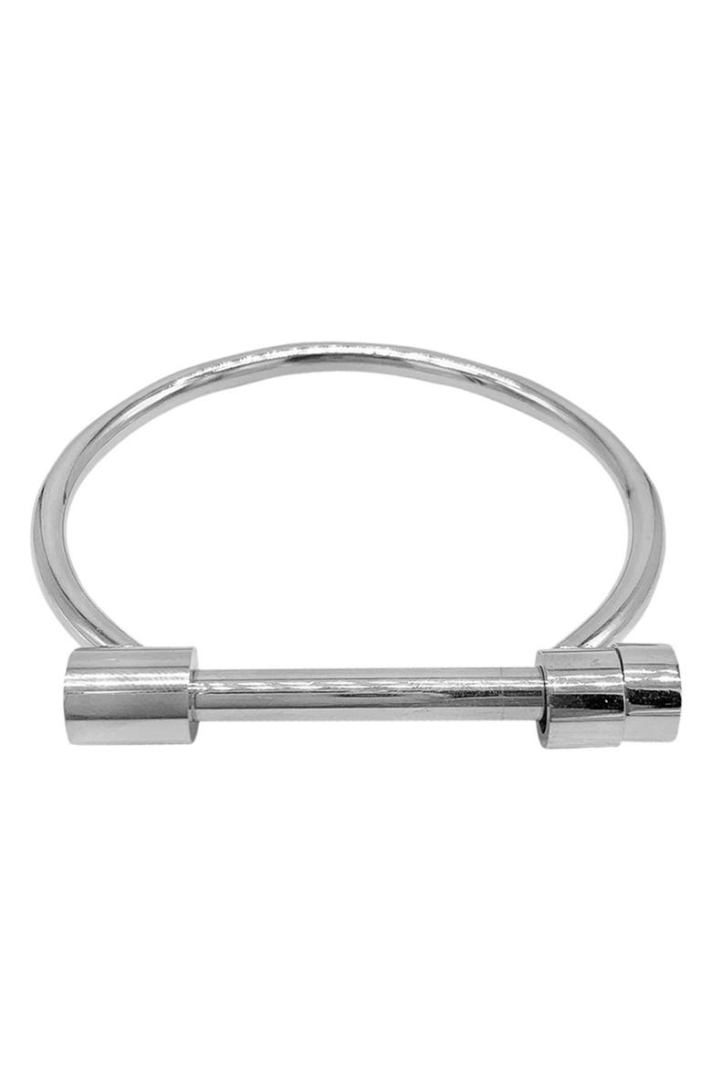 Adornia 14K Yellow Gold Plated Stainless Steel Water Resistant Screw Cuff, Main, color, Silver