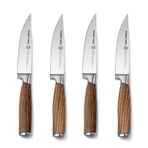 Schmidt Brothers Cutlery Zebra Wood 4-piece Steak Set In Brown