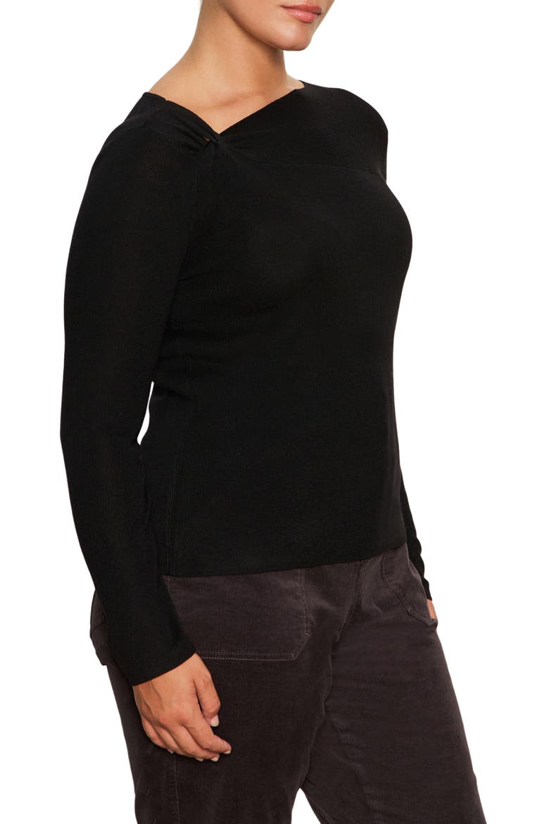 Shoulder Twist Long Sleeve Top, Alternate, color, BLACK