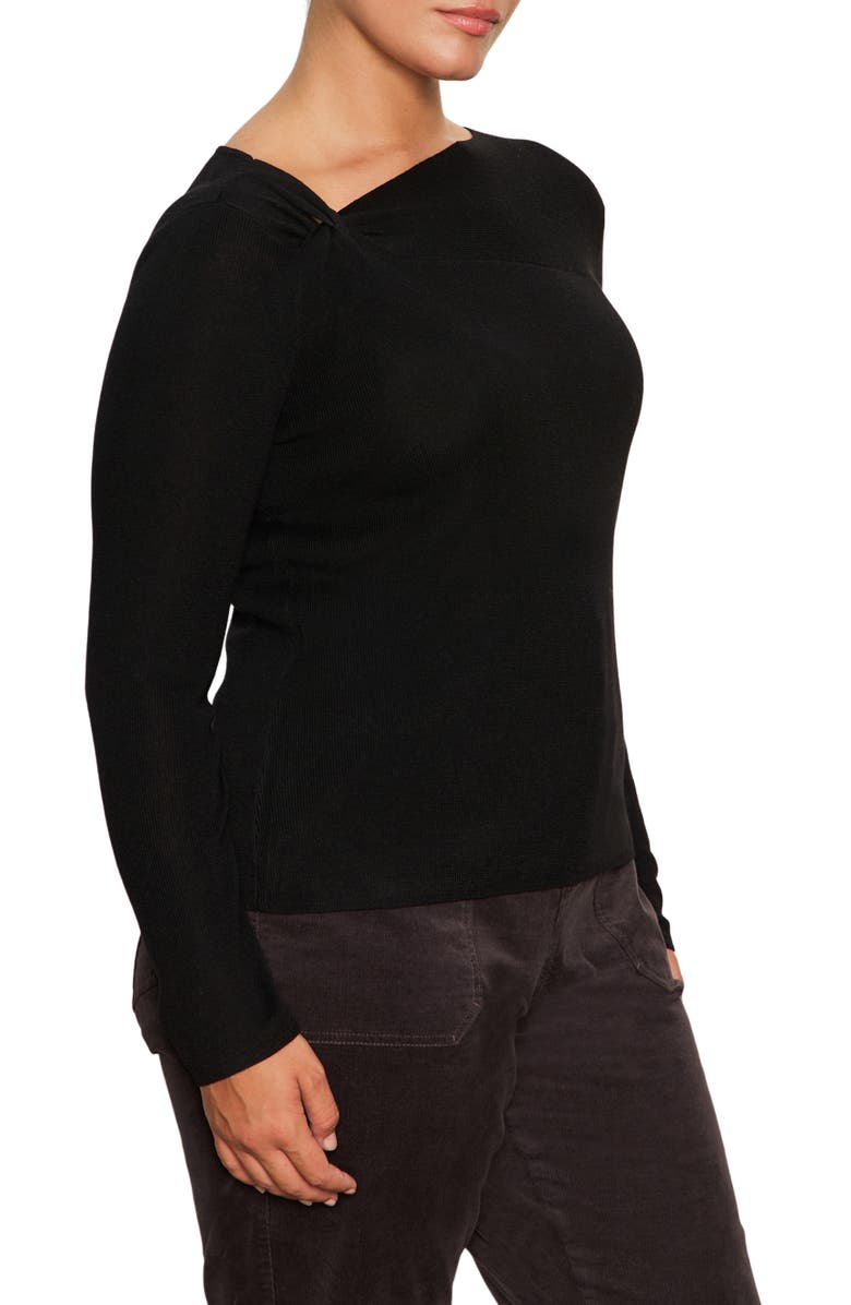 Sanctuary Shoulder Twist Long Sleeve Top, Alternate, color, Black