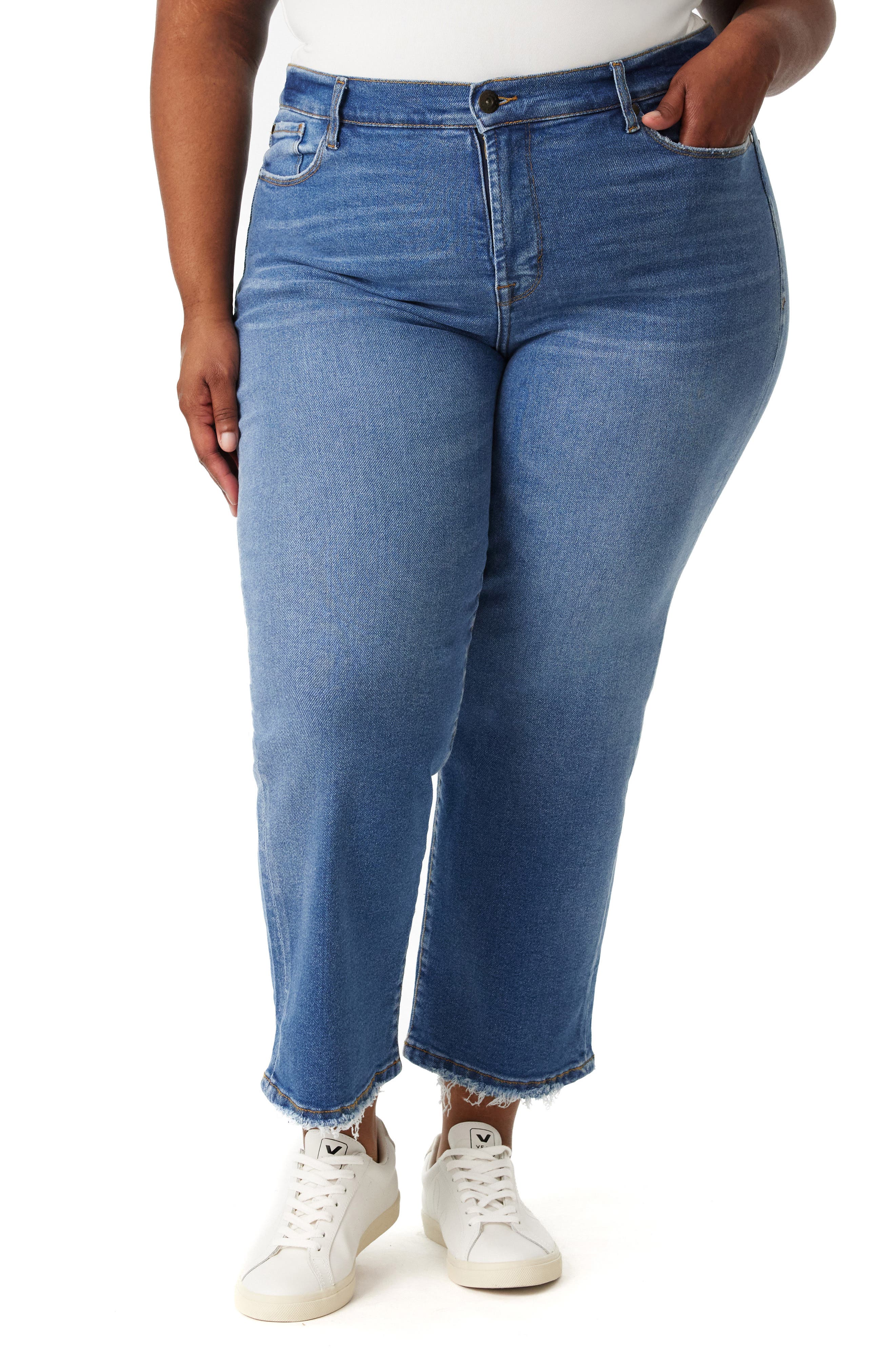 Ella High Waist Crop Slim Straight Leg Jeans