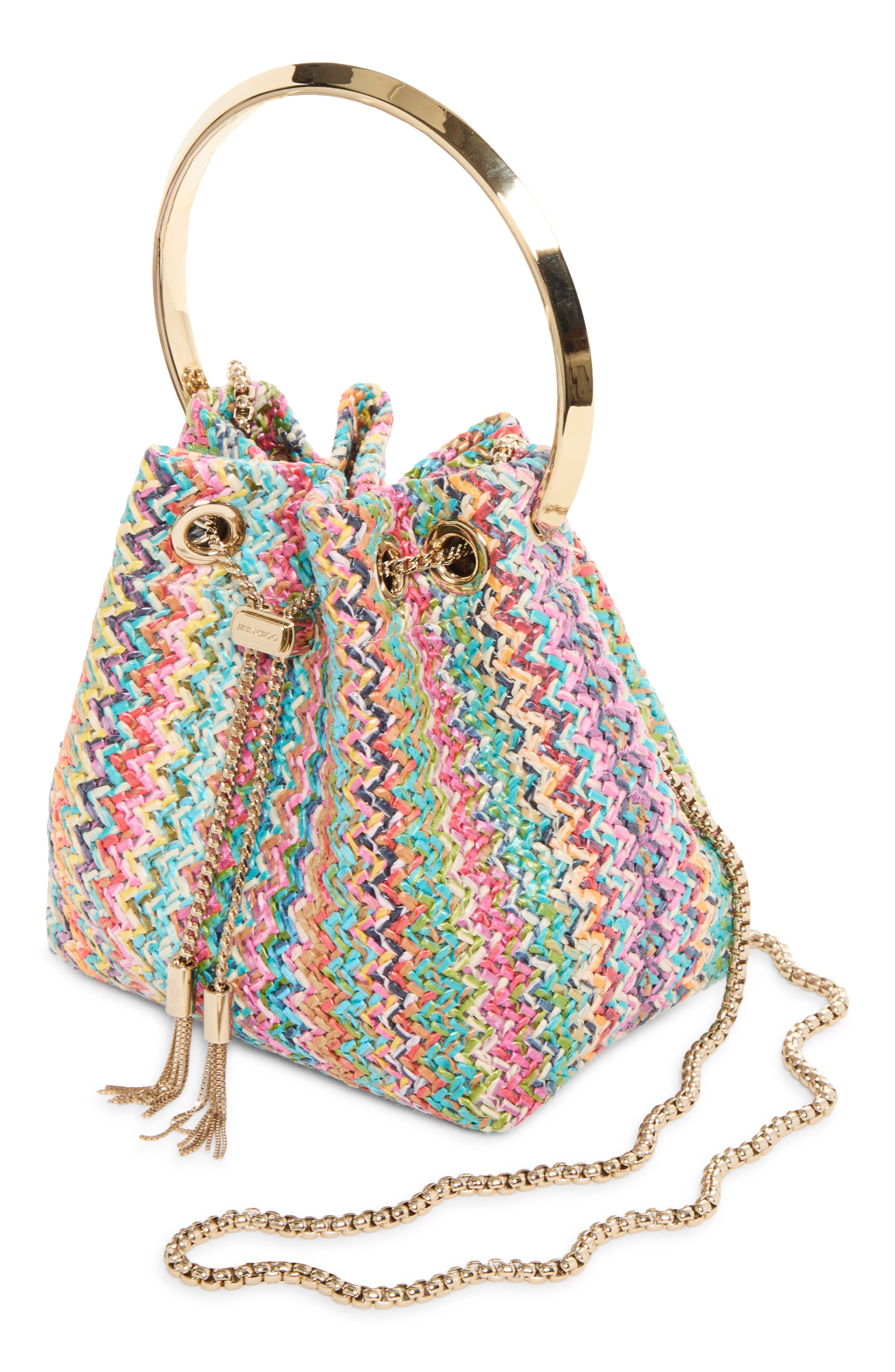 Bon Bon Woven Straw Bucket Bag, Alternate, color, MULTI/ LIGHT GOLD