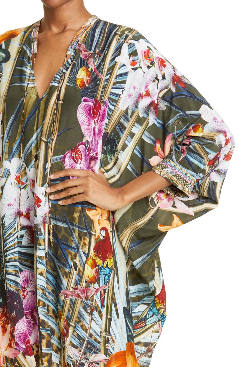 Camilla Passport to Paradise Tropical Print Silk Dress, Alternate, color, 