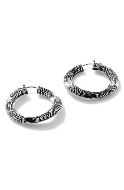 Bamboo Striated Hoop Earrings