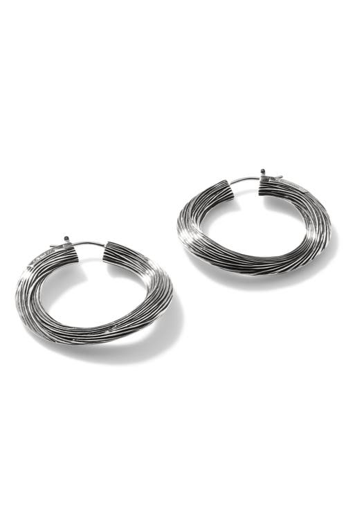 John Hardy Bamboo Striated Hoop Earrings in Silver  product