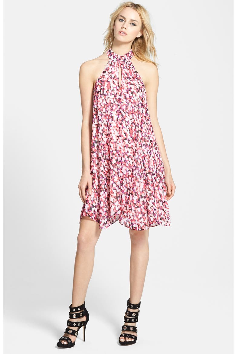 Halter A-Line Dress, Main, color, PURPLE HAIL TWINKLE DOT