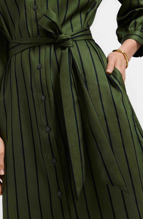 Foxcroft Esther Stripe Cotton Shirtdress In Green