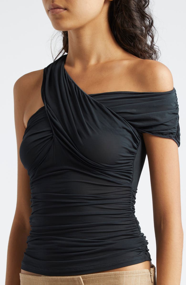 Paloma Wool Mushka Crossover Neck Mesh Top, Alternate, color, Dark Green