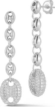 CHLOE AND MADISON Cubic Zirconia Mariner Link Drop Earrings
