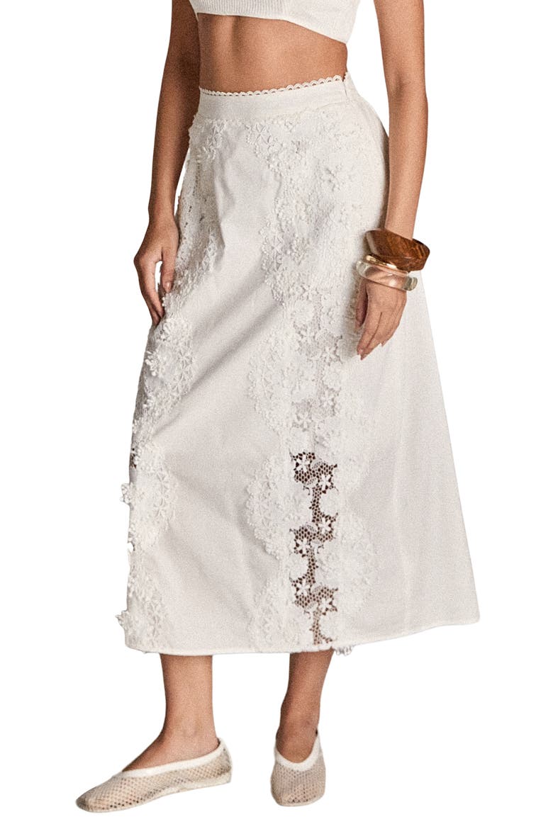 Lace Midi Skirt, Alternate, color, WHITE