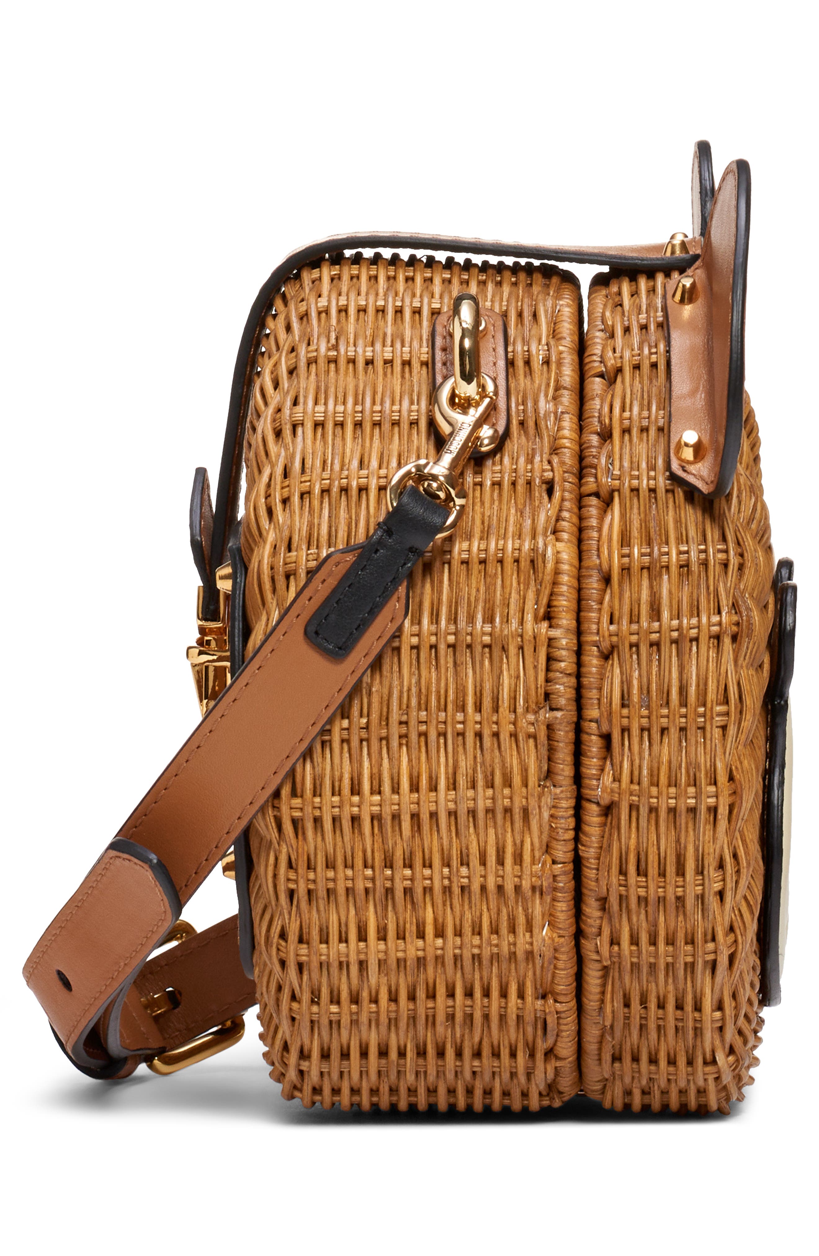 Moschino Straw Teddy Crossbody Bag, Alternate, color, 