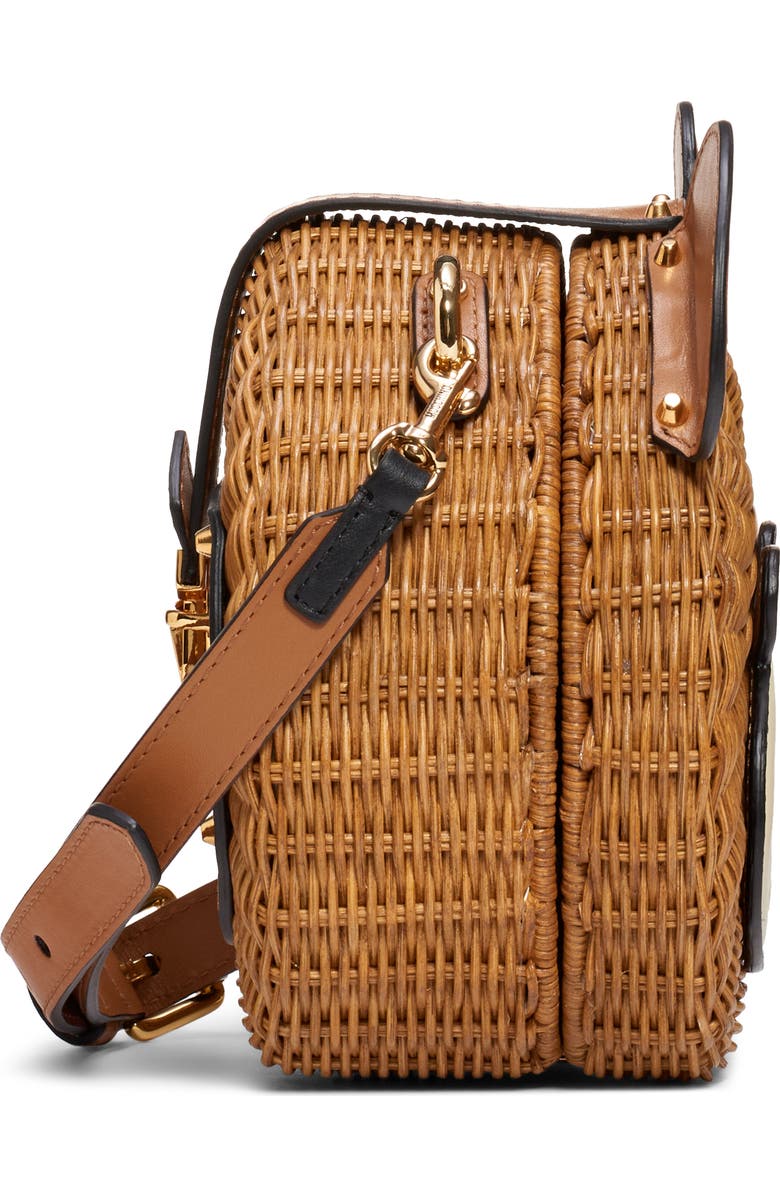 Moschino Straw Teddy Crossbody Bag, Alternate, color,