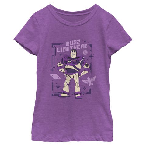 Girls Toy Story 5 Purple Buzz Frame T Shirt