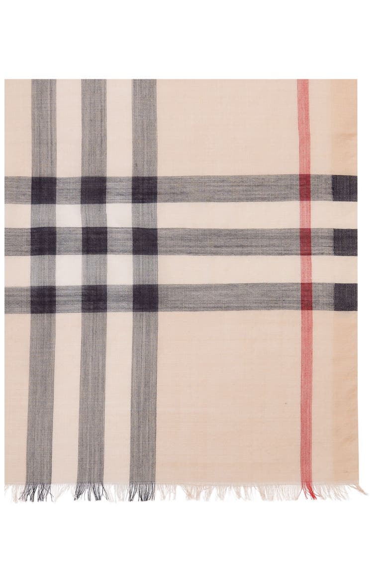 Giant Check Print Wool & Silk Scarf, Alternate, color, STONE