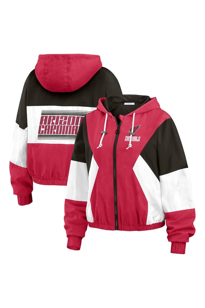 Women's WEAR by Erin Andrews  Cardinal Arizona Cardinals Color Block Full-Zip Windbreaker Jacket, Main, color, Cardinal