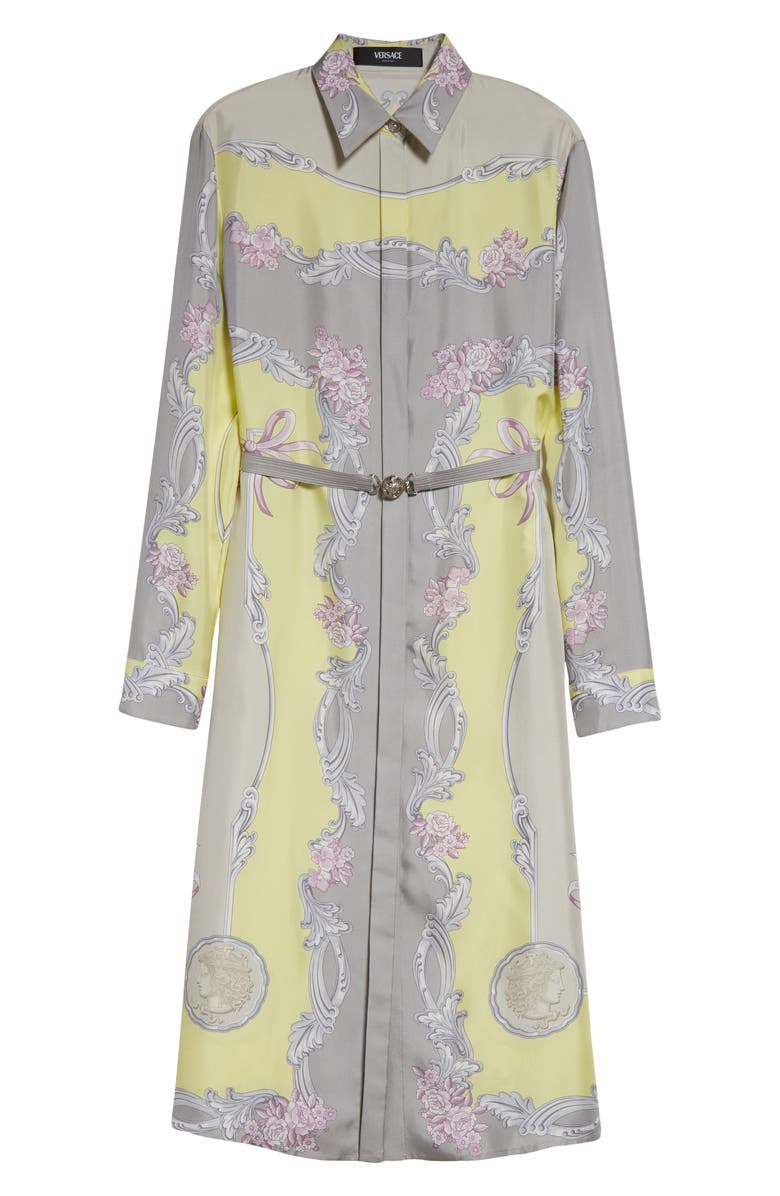 Versace Medusa Cameo Print Belted Long Sleeve Silk Shirtdress, Alternate, color,