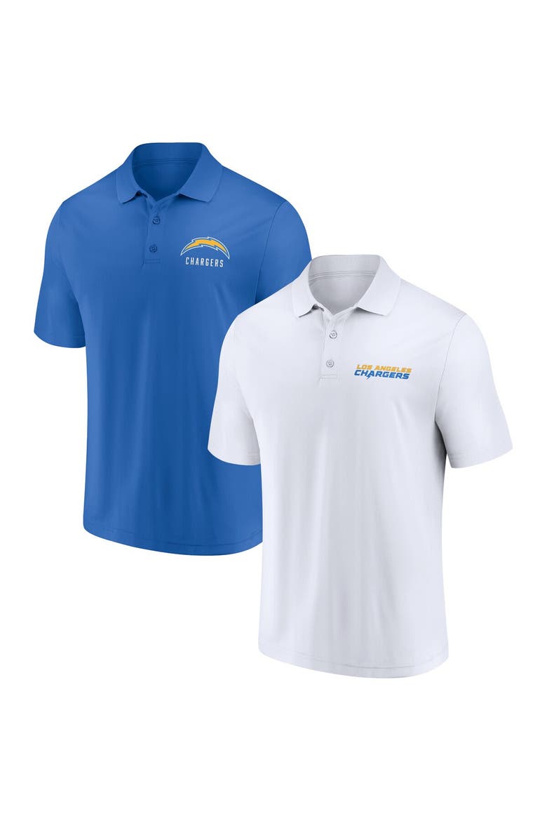 Men's Fanatics Branded White/Powder Blue Los Angeles Chargers Lockup Two-Pack Polo Set, Alternate, color, White