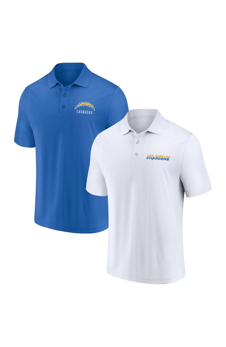 FANATICS Men's Fanatics Branded White/Powder Blue Los Angeles Chargers Lockup Two-Pack Polo Set, Alternate, color, 